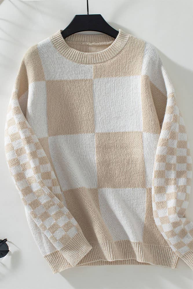 Checked Sweater Khaki