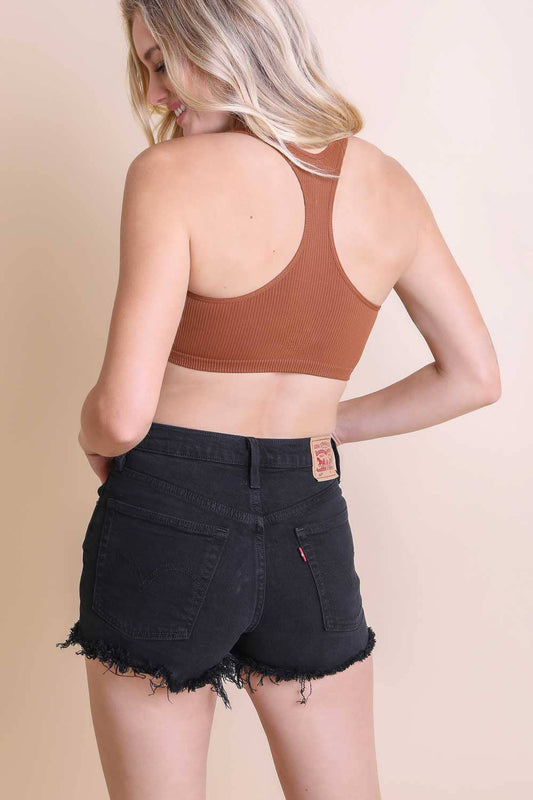 Ribbed Racer Back Bralette: Copper