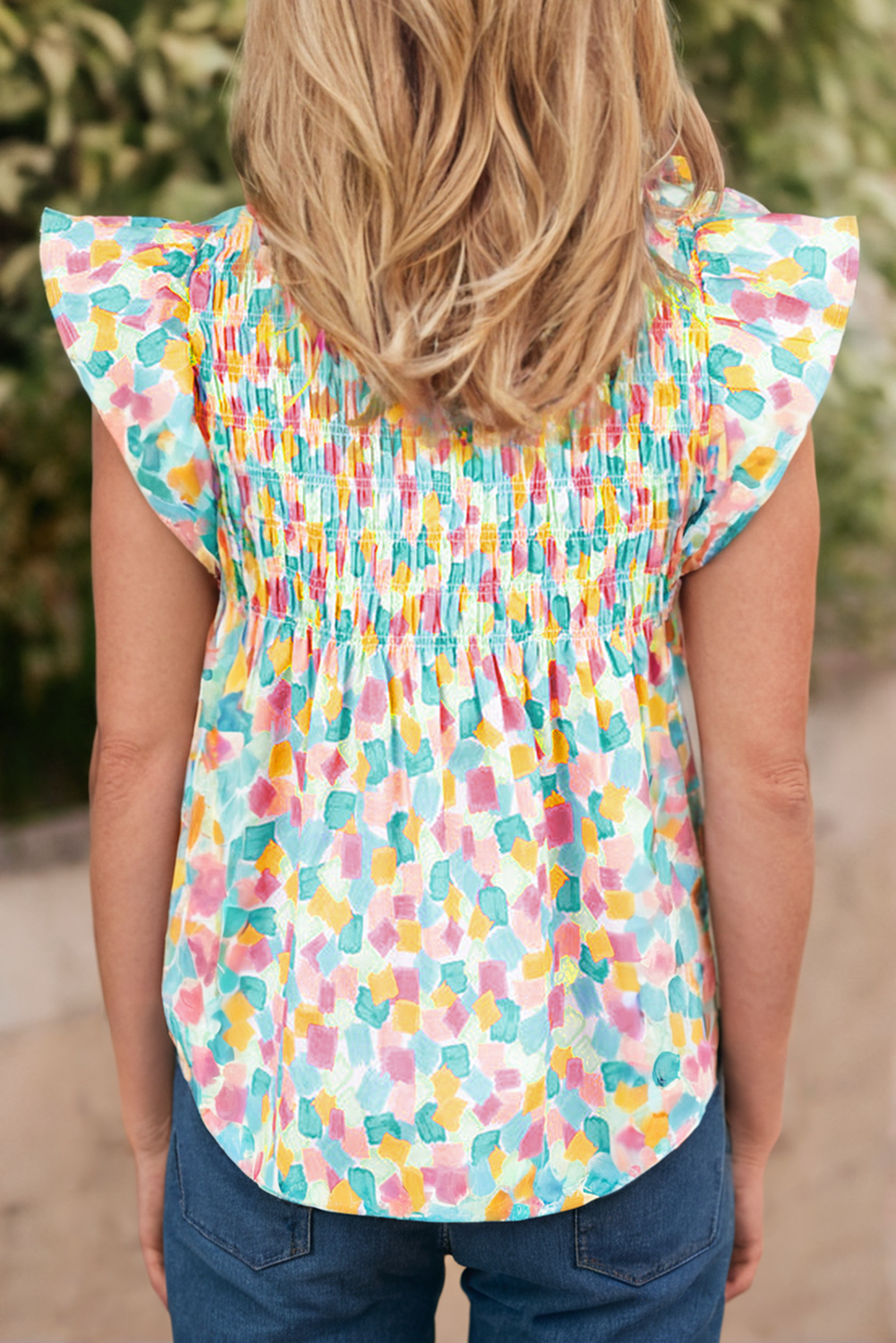 Ruffled Abstract Printed Blouse