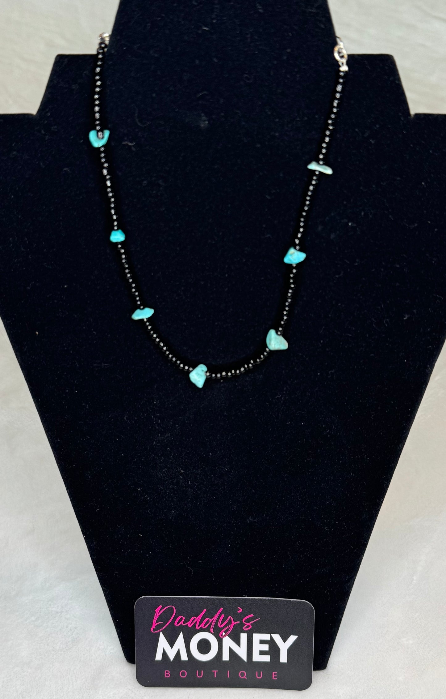 Black Beaded Turquoise Necklace