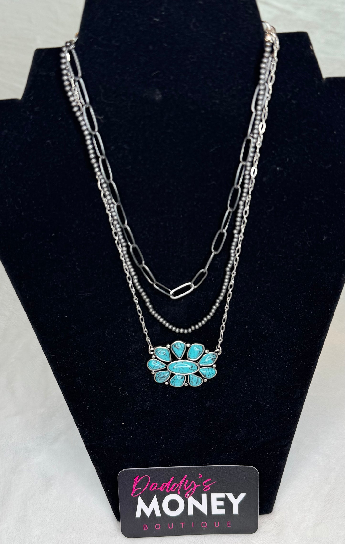 Layered Concho Turquoise Necklace