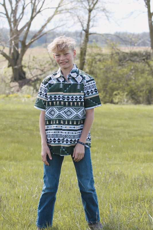 Kid's Aztec Button Up Short Sleeve