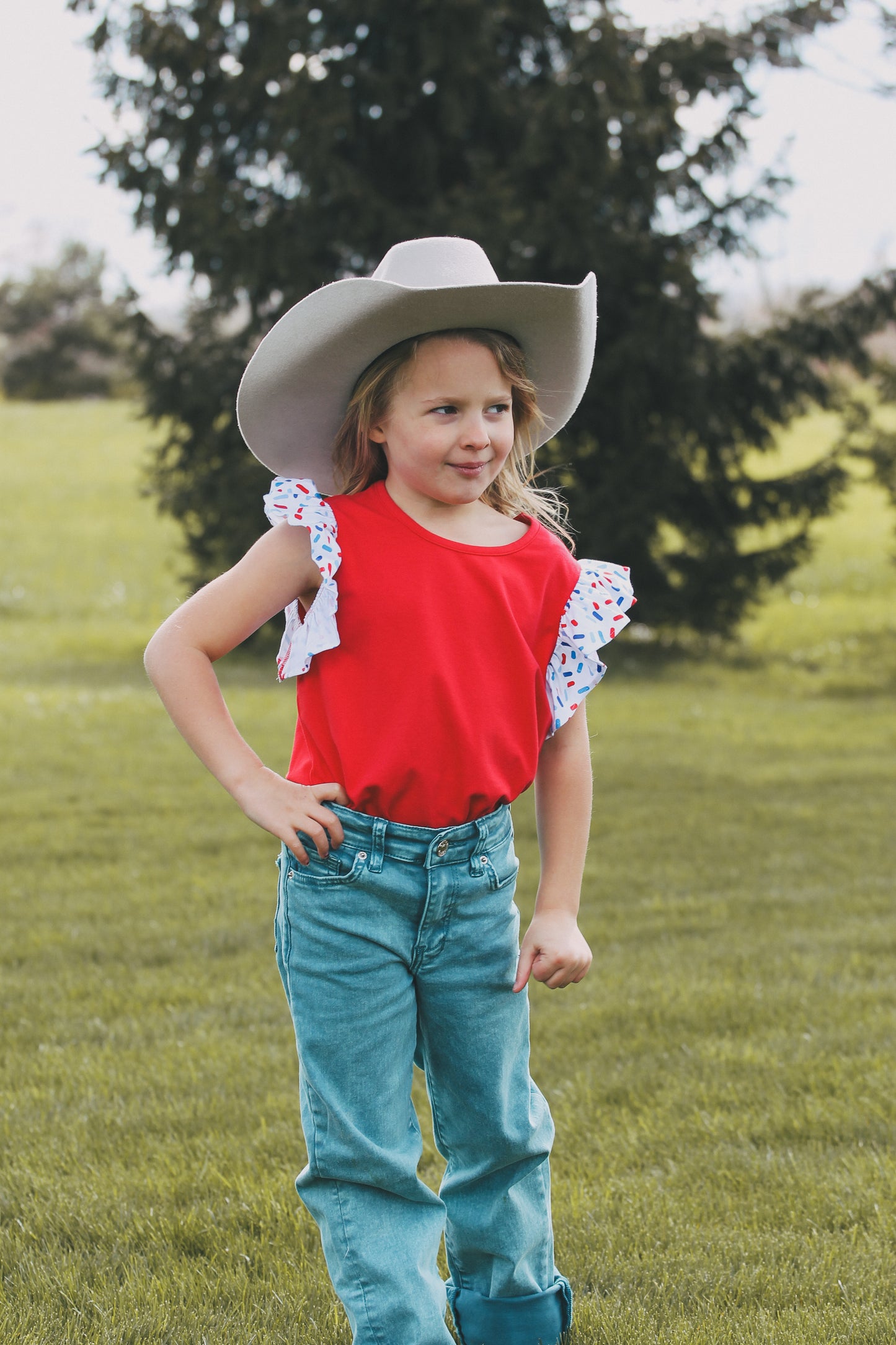 Kid's Red Ruffle Tank Top