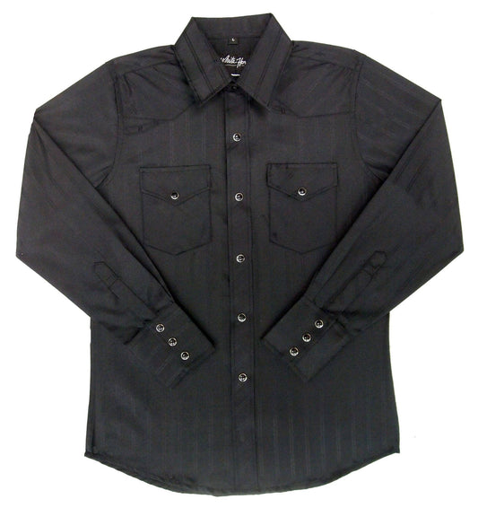 Kid's Black Striped Button Up