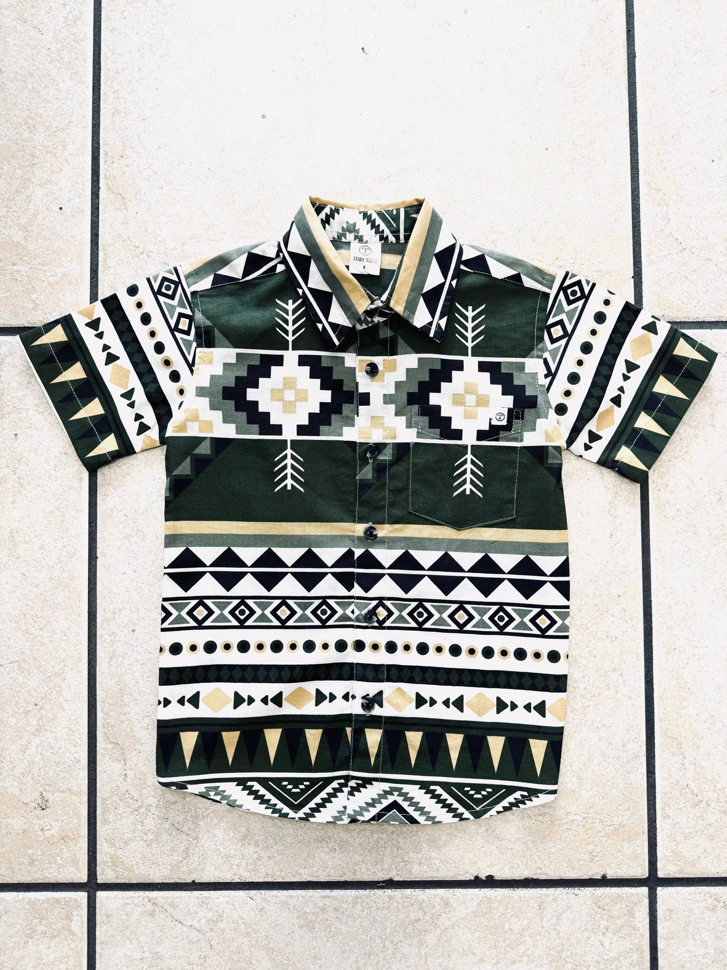 Kid's Aztec Button Up Short Sleeve