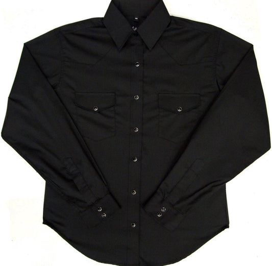 Women's Solid Black Button Up