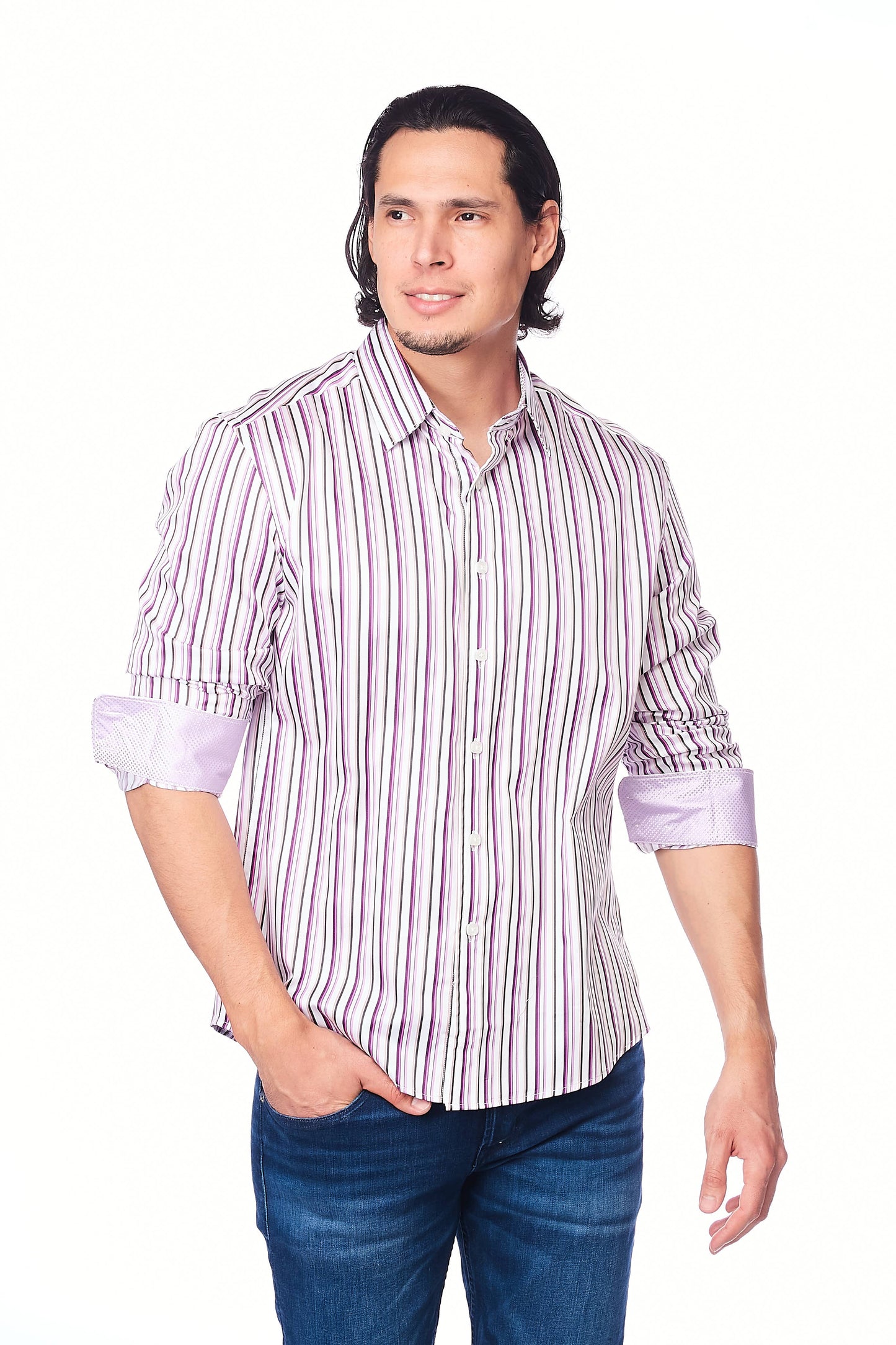 Men's Pink Striped Button Up